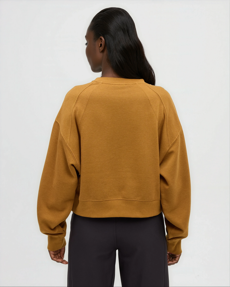Yellow-TreeFleece-Oversized-Cropped-Crew