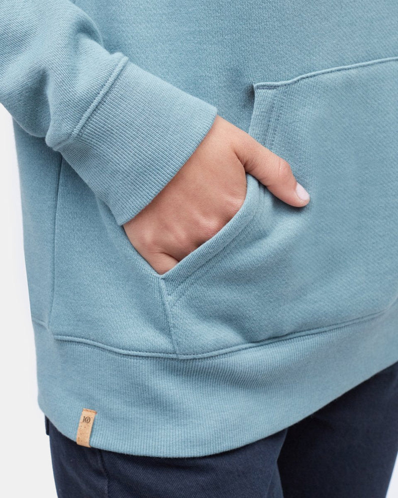 Blue Embroidered Pullover Hoodie