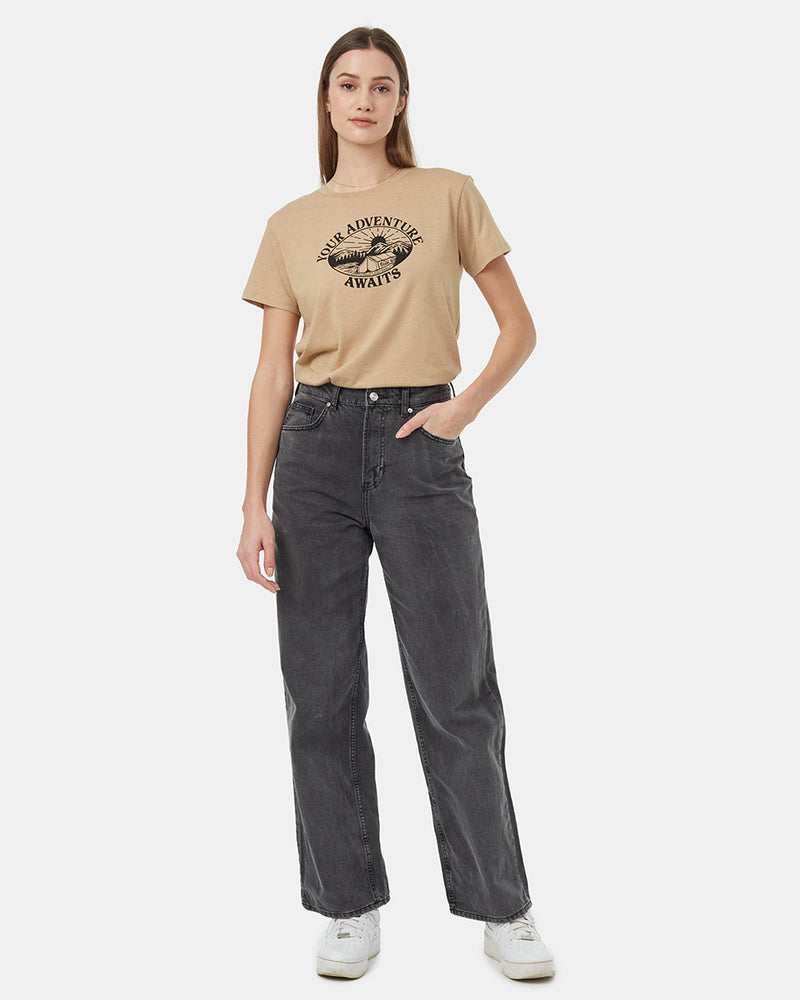 Brown-Recycled-Polyester-Graphic-T-Shirt