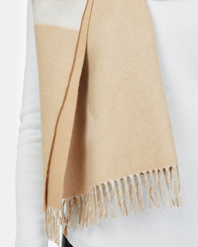 Brown,White Woven Wool Scarf