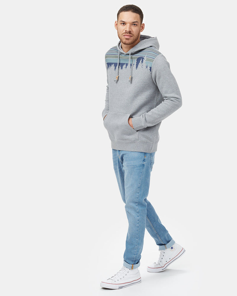 Gray Retro Graphic Pullover Hooide