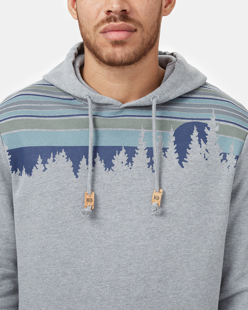 Gray Retro Graphic Pullover Hooide