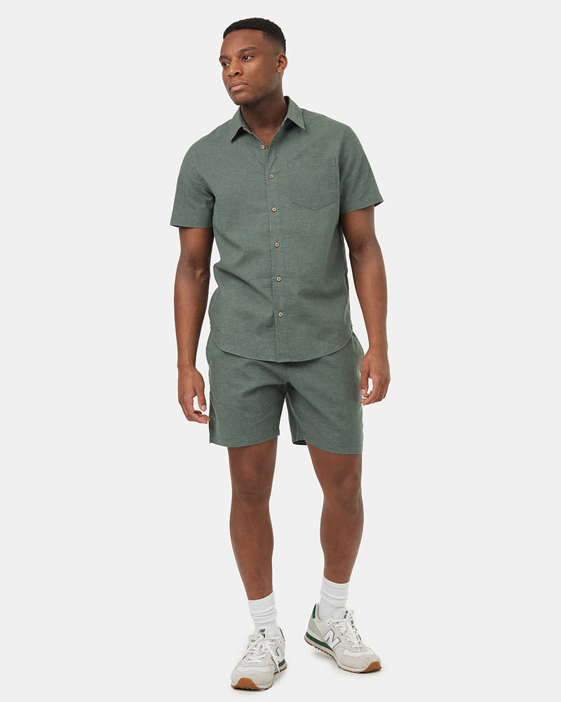Green-Mens-Casual-Hemp-Shorts