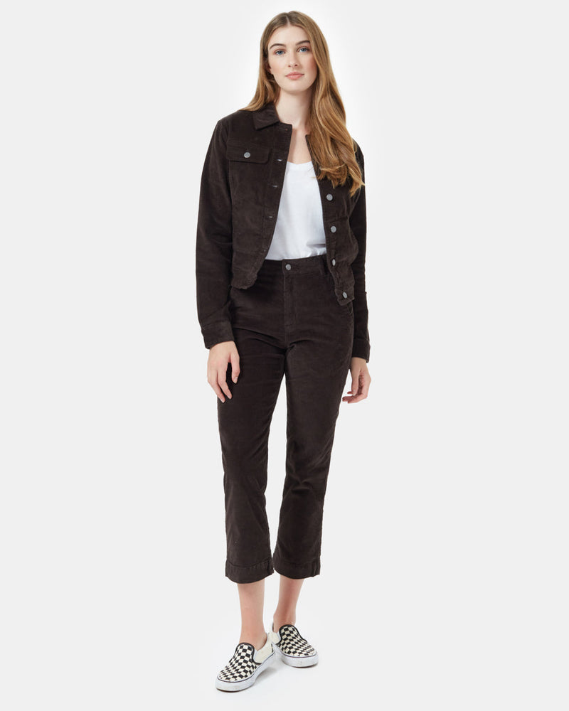 Green Womens Button-Up Corduroy Jacket