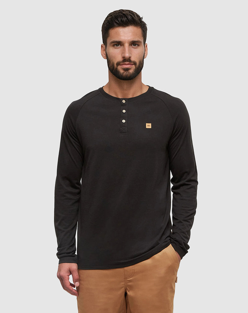 Mens-black-Eco-Friendly-Button-Henley-Shirt