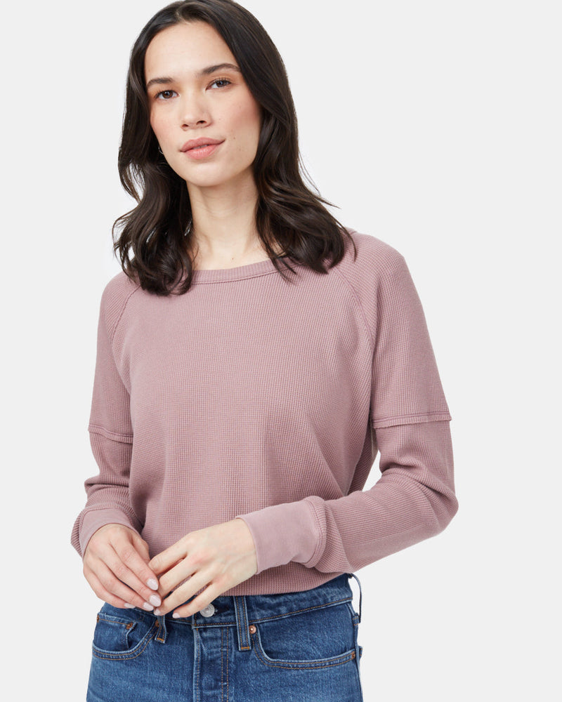 Purple Women's Waffle Knit Longsleeve Top
