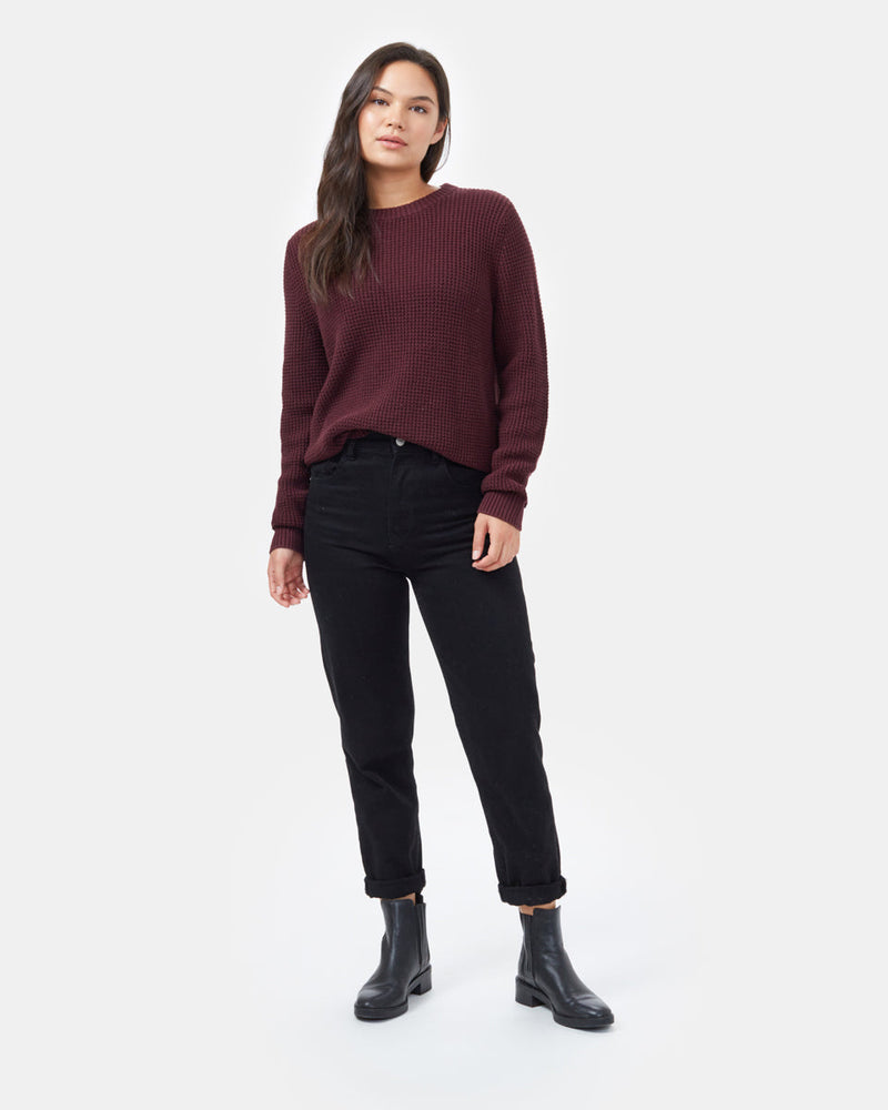 Red Women's Organic Cotton Knit Sweater