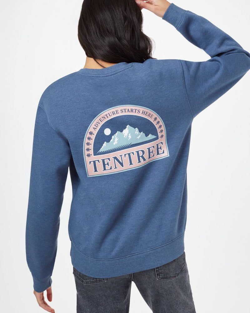 Blue Womens Graphic Crew Neck