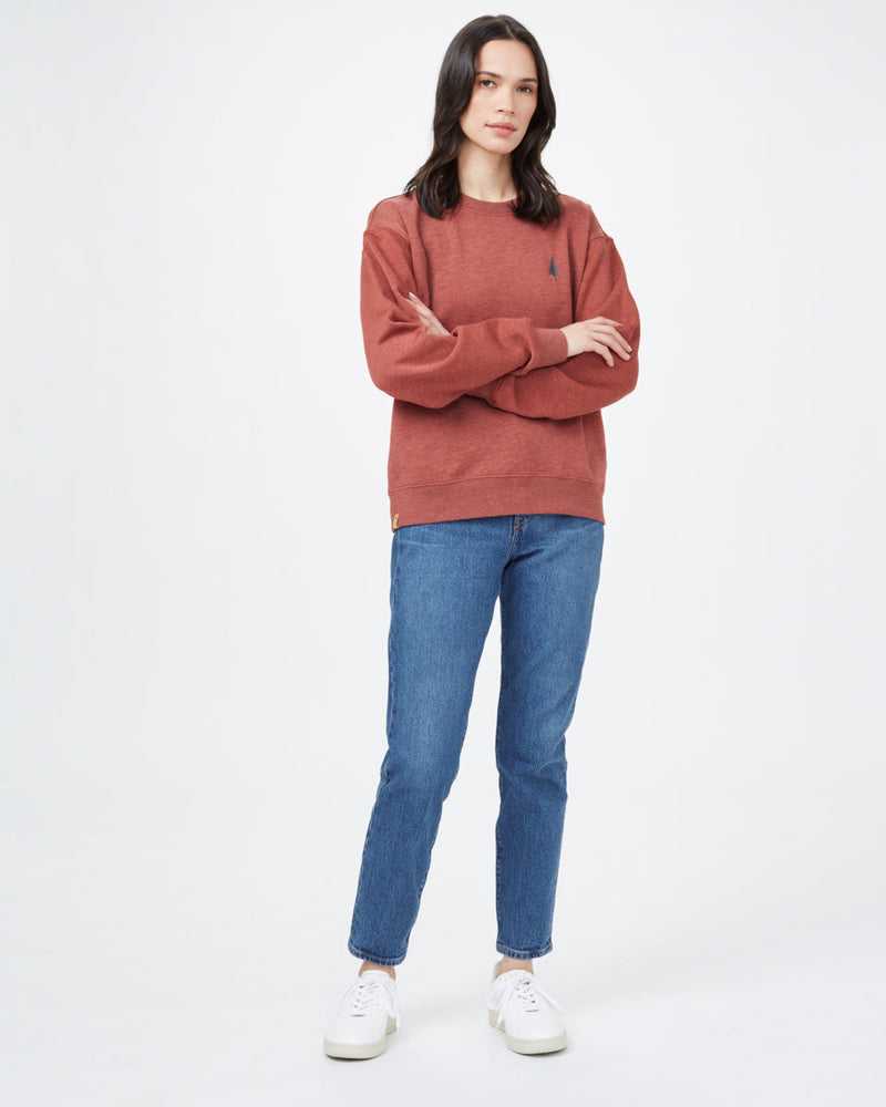 Red Women's Embroidered Crew Neck
