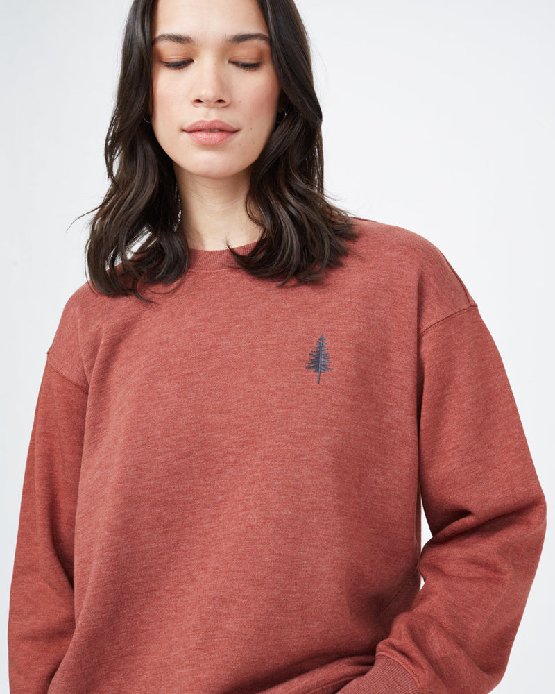 Red Women's Embroidered Crew Neck