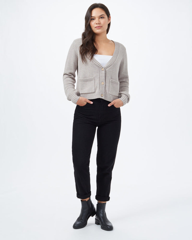 Brown Women's Knit Button Cardigan Sweater